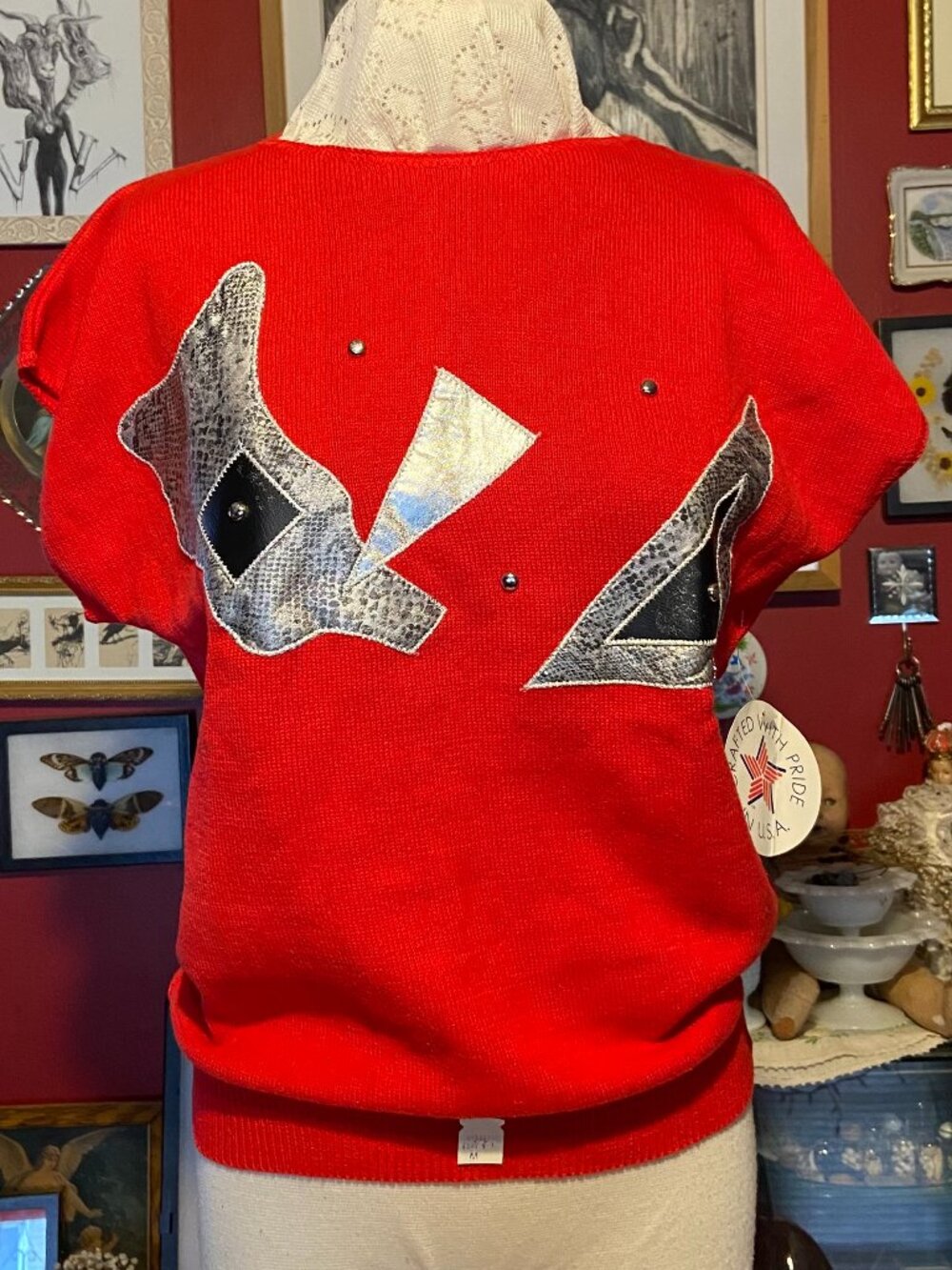 Vintage New Old Stock With Tags 1980's Red Sleeveless Sweater ChrisAnn Originals